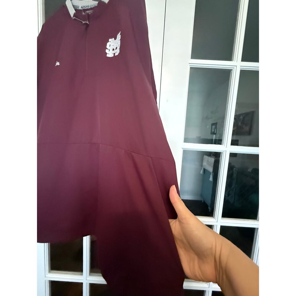 Adidas Baseball Mississippi State Bulldogs 2XL Quarter Zip Dugout Jacket Maroon - Picture 5 of 9